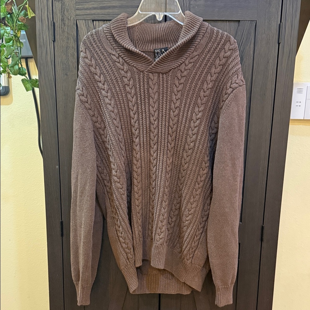 Jos. A. Bank Brown Cable Rib Knit Sweater